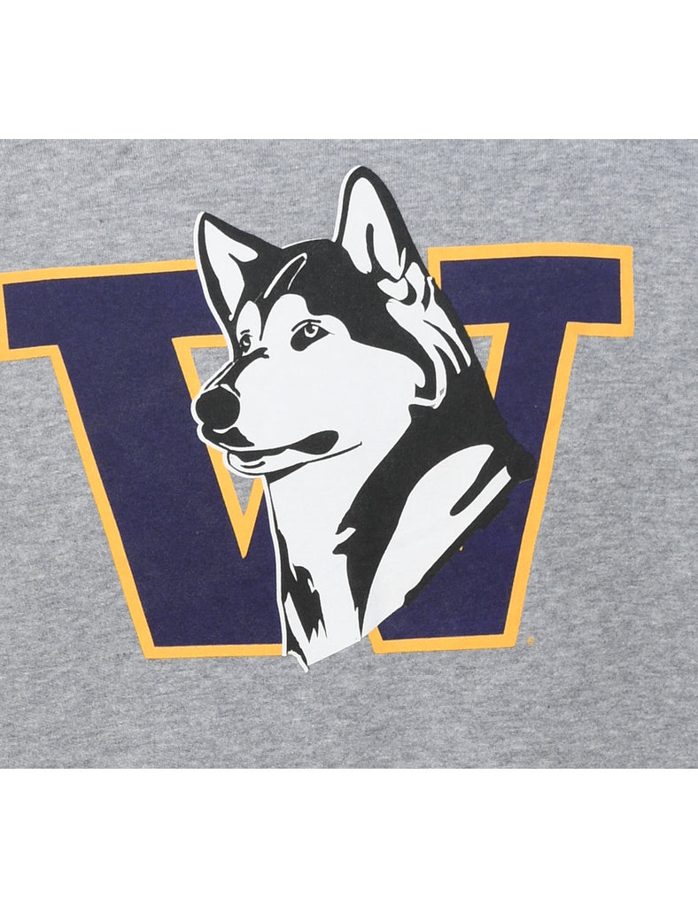 Marl Grey Wolf Printed Sweatshirt - L