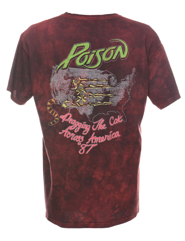 Maroon Alice Cooper Poison Band T-Shirt - L