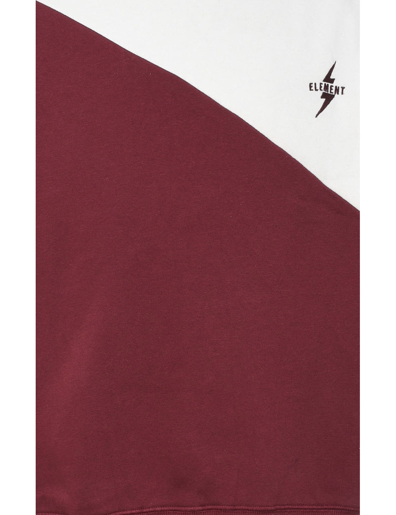 Maroon & Off-White Contrast Round Neck Sweatshirt - M