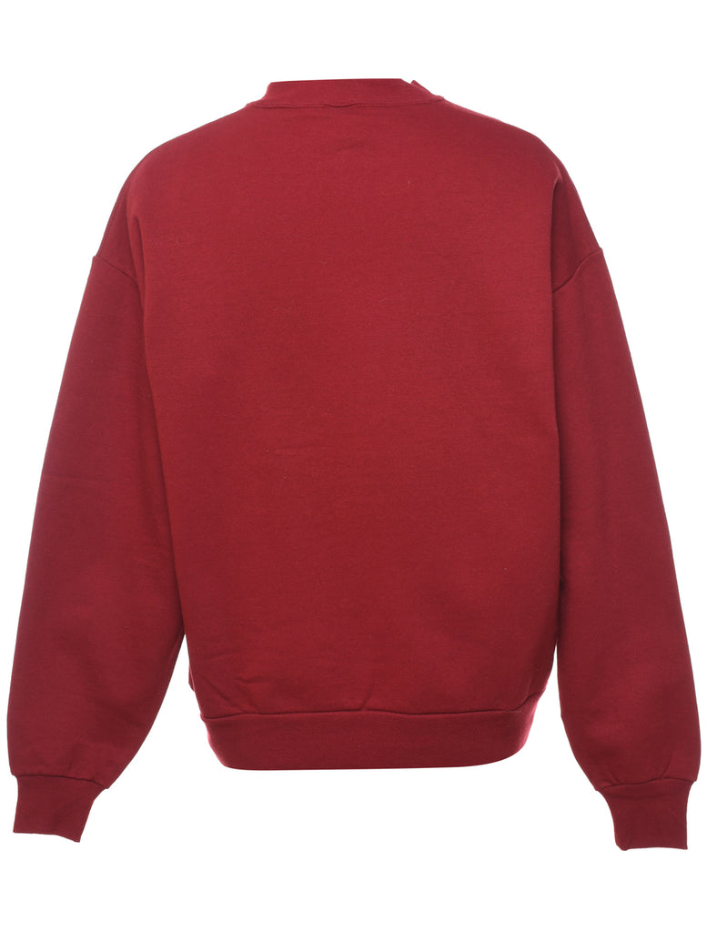Maroon Rain Or Shine You're A Friend Of Mine Embroidered Sweatshirt - L