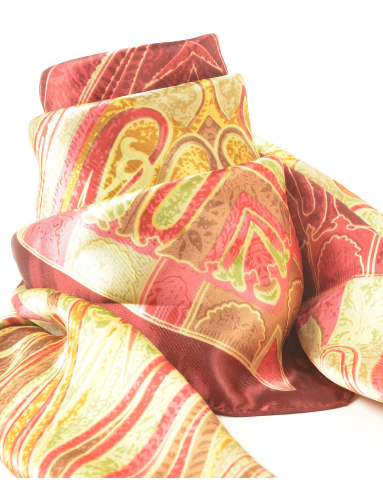 Maroon & Yellow Paisley Print Head Scarf - M