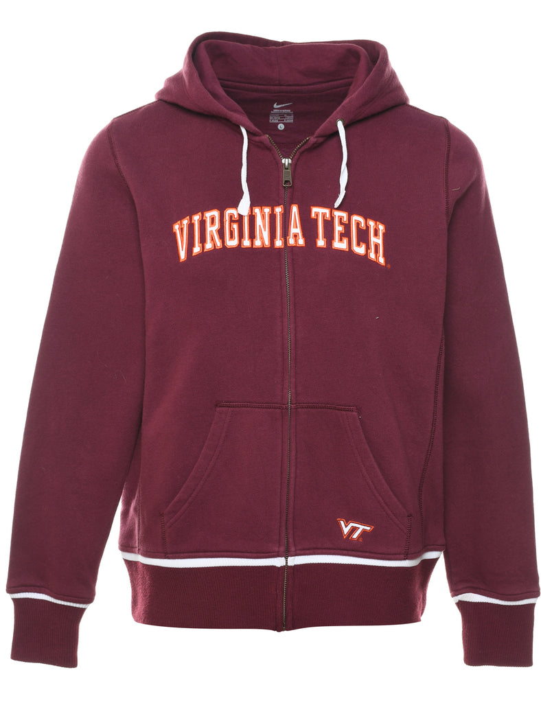 Maroon Zip-Front Nike Hoodie - L
