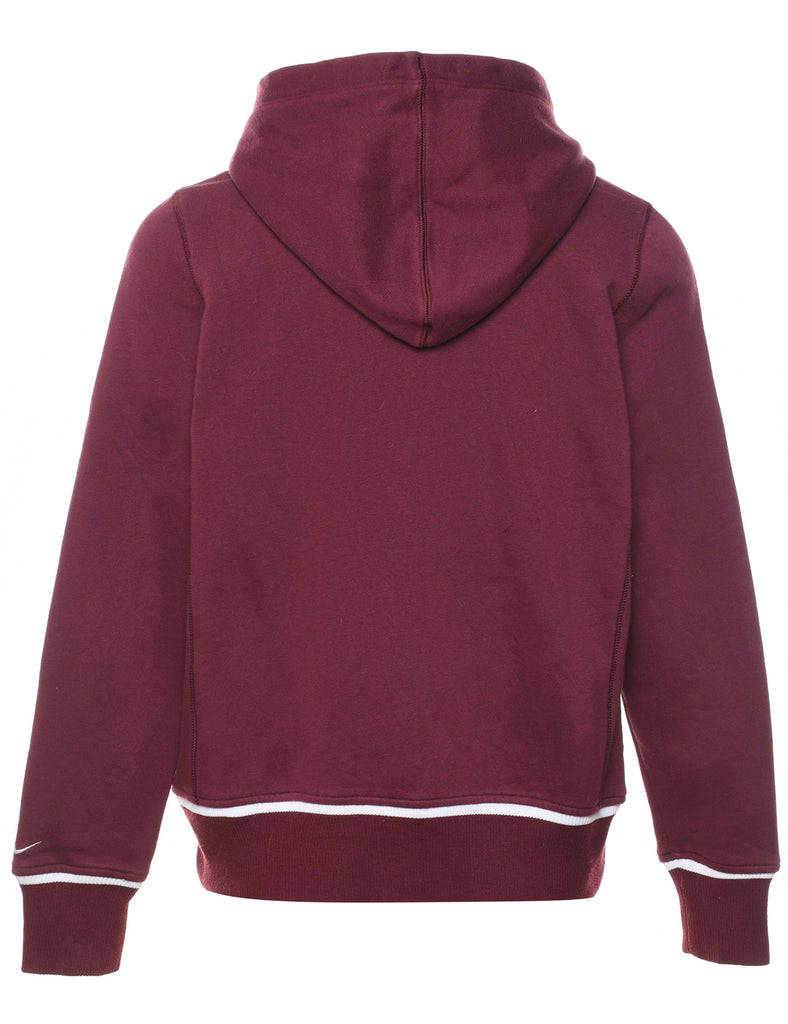 Maroon Zip-Front Nike Hoodie - L