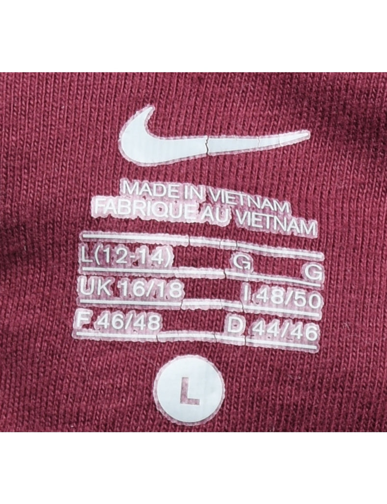 Maroon Zip-Front Nike Hoodie - L
