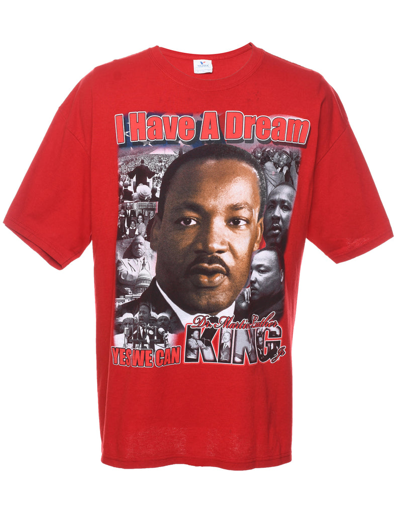 Martin Luther King Red Printed T-shirt - XXL