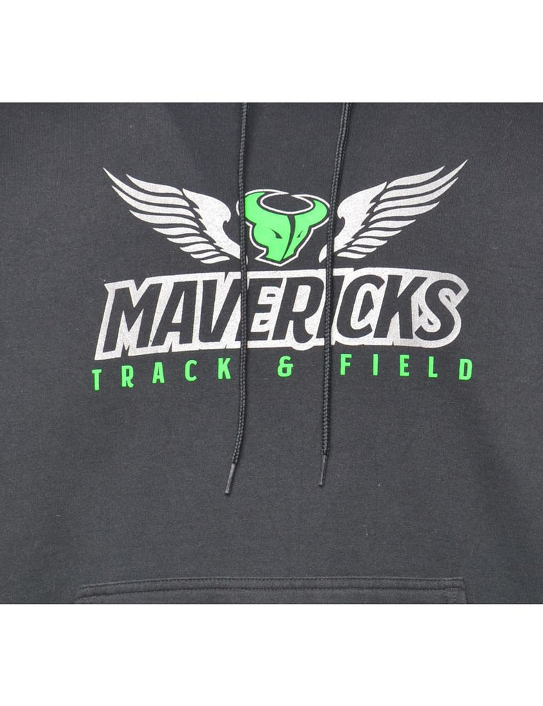 Mavericks Black & Green Printed Hoodie - L