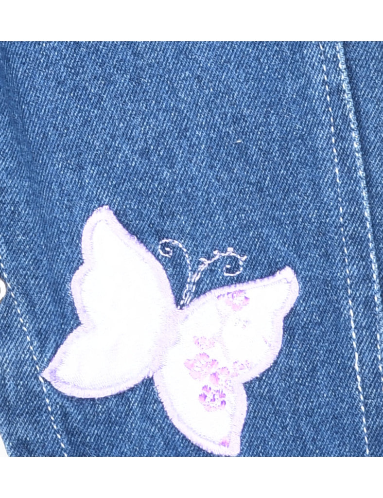 Medium Wash Mini Butterfly Dungarees - 6-9 MONTHS