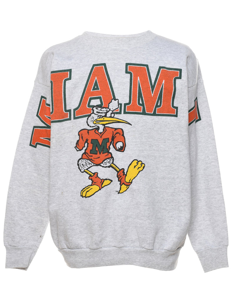 Miami 1990s Grey & Orange Printed Sweatshirt - XXL
