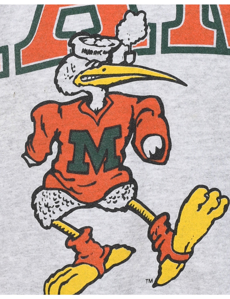 Miami 1990s Grey & Orange Printed Sweatshirt - XXL