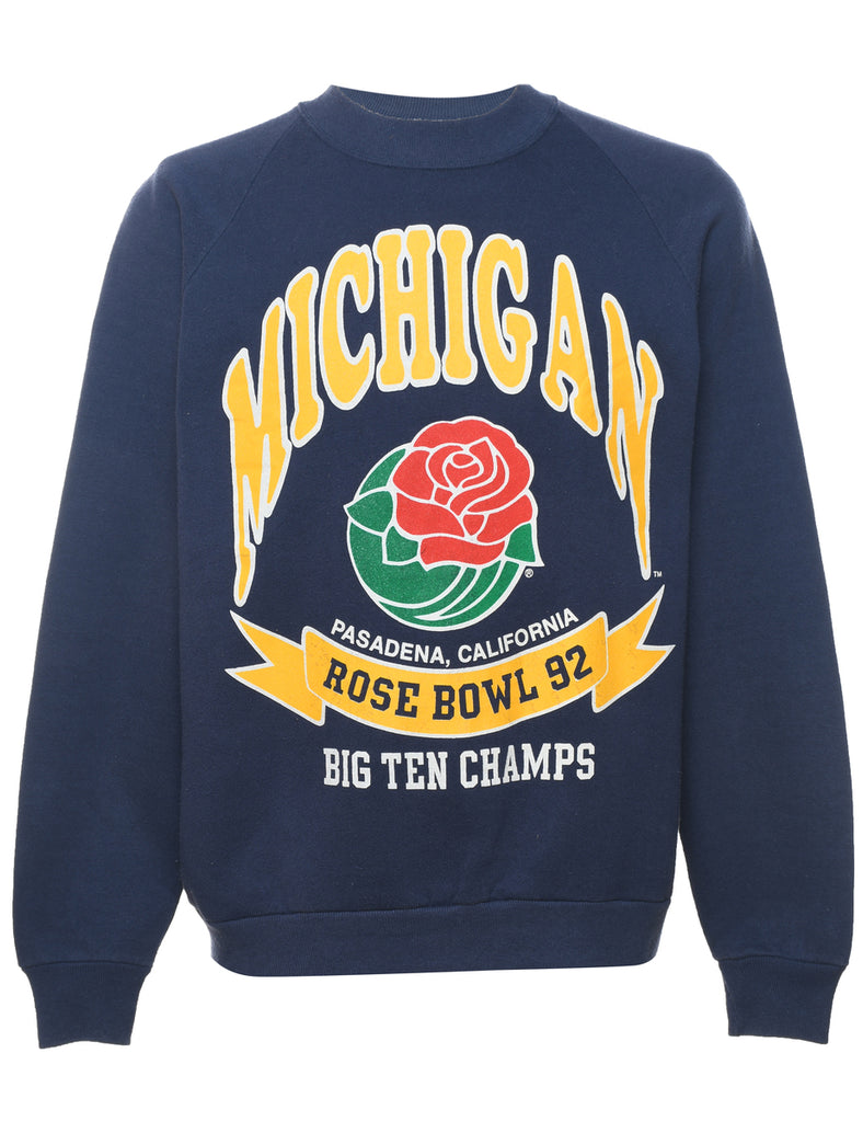 Michigan Printed Navy & Yellow Sweatshirt - L