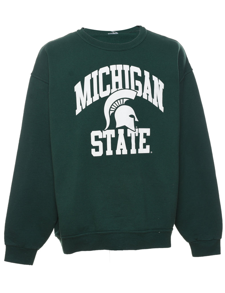 Michigan State Dark Green & White Printed Sweatshirt - XL