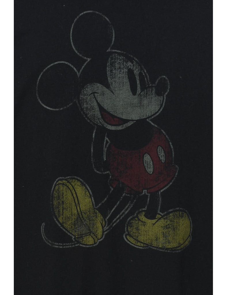 Mickey Mouse Black 1990s Cartoon T-shirt - XL