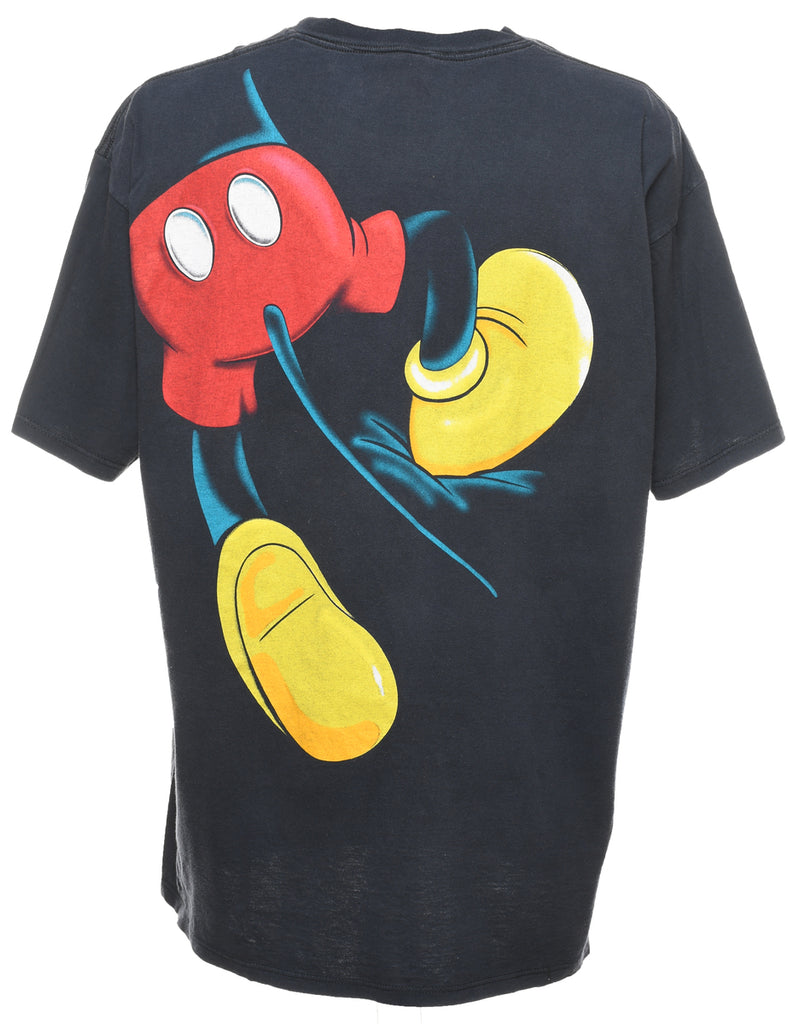 Mickey Mouse Design 1990s Black Cartoon T-shirt - XL