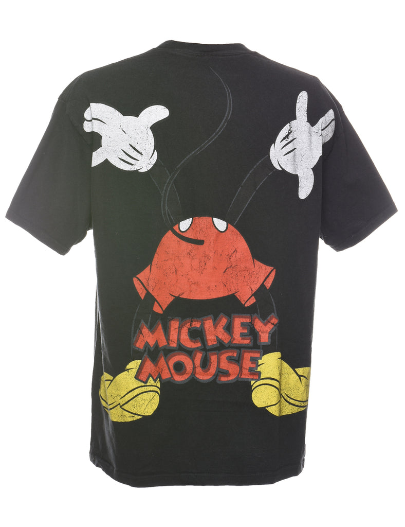 Mickey Mouse Design Black, Red & White Cartoon T-shirt - XL