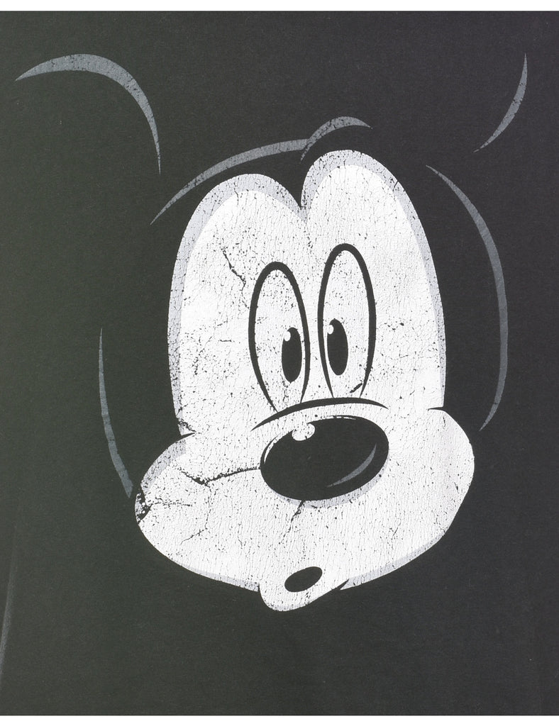 Mickey Mouse Design Black, Red & White Cartoon T-shirt - XL
