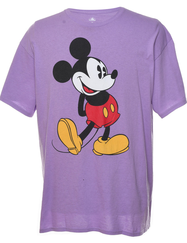 Mickey Mouse Lilac Printed Cartoon T-shirt - XL