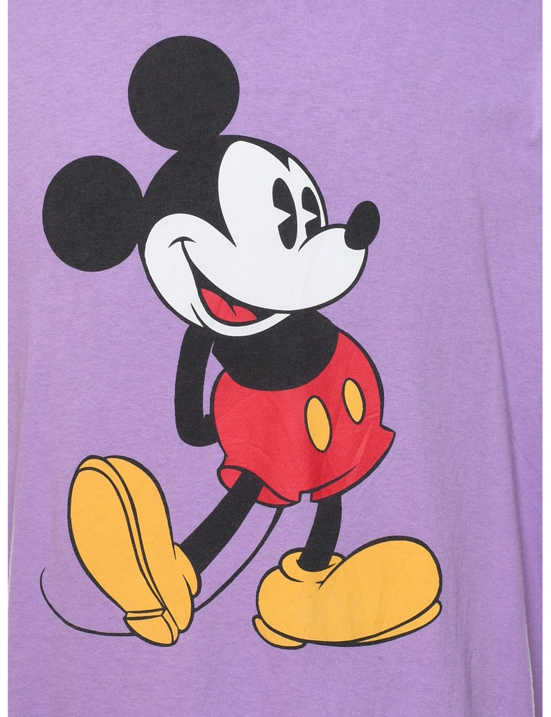 Mickey Mouse Lilac Printed Cartoon T-shirt - XL