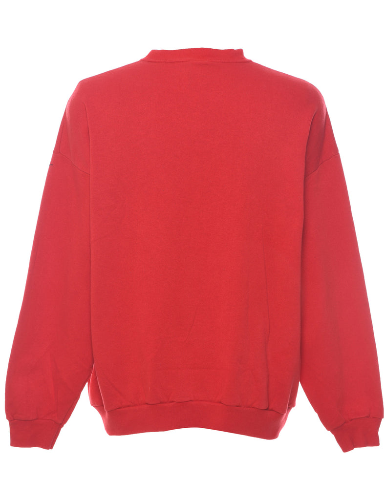 Mickey Mouse Red 1990s Cartoon Sweatshirt - XL