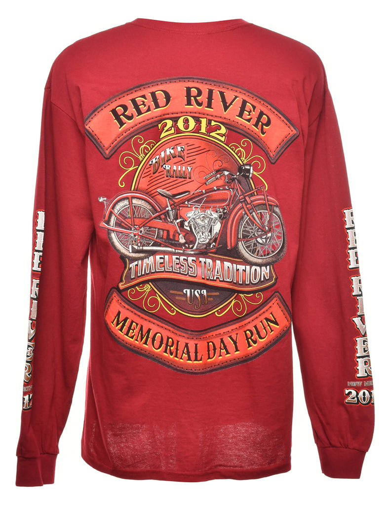 Motorcycle Red River Printed T-shirt - L