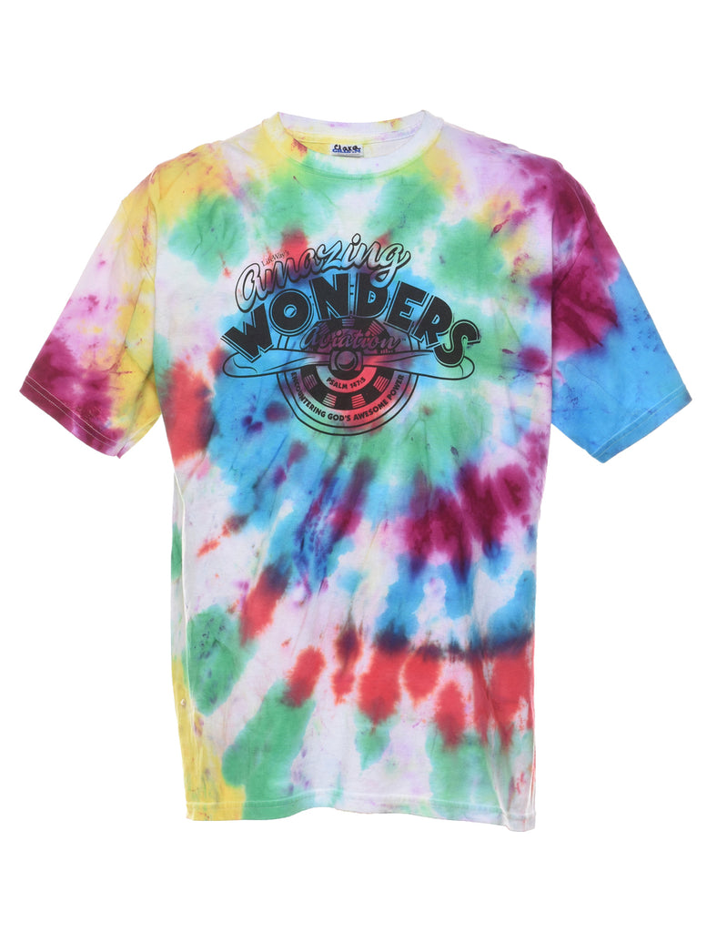 Multi-colour Amazing Wonders Aviation Tie Dye T-shirt - L