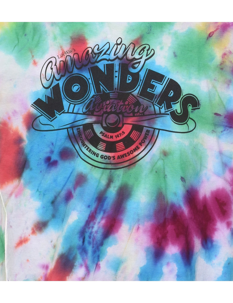 Multi-colour Amazing Wonders Aviation Tie Dye T-shirt - L