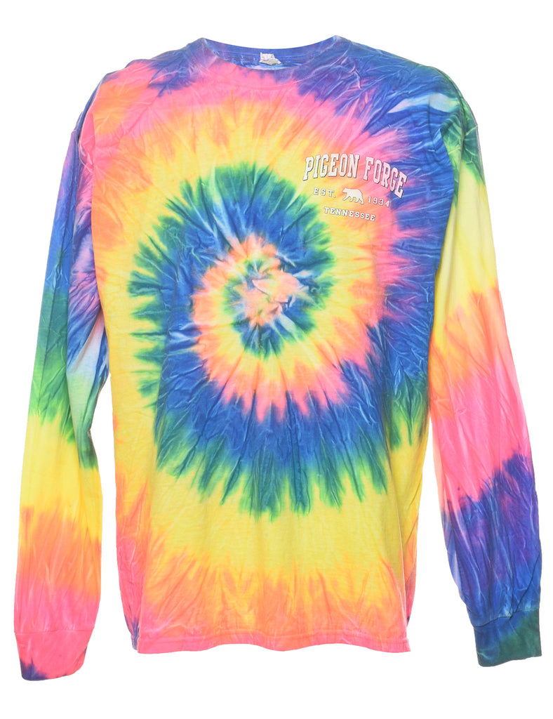 Multi-colour Long Sleeve Pigeon Forge Tie Dye T-shirt - XL