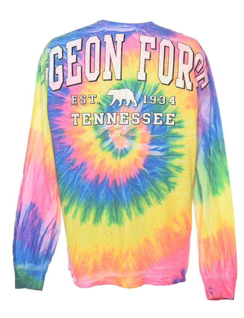 Multi-colour Long Sleeve Pigeon Forge Tie Dye T-shirt - XL
