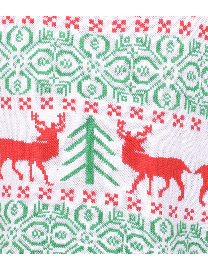Multi-colour Reindeer Christmas Jumper - L