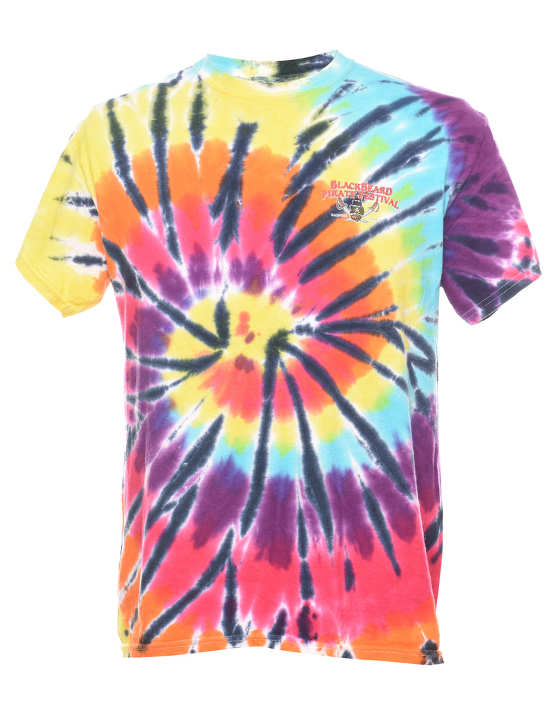 Multi-Colour Tie Dye Blackbeard Printed T-shirt - M