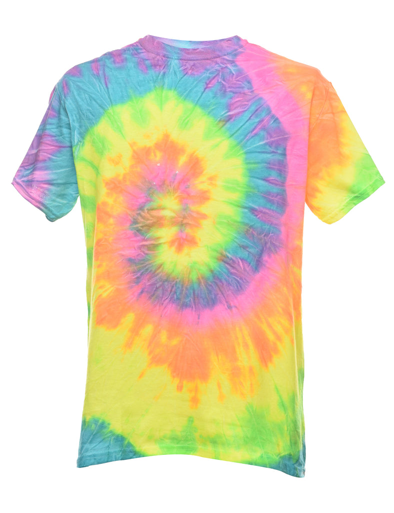 Multi-Colour Tie Dye Design Printed T-Shirt - M