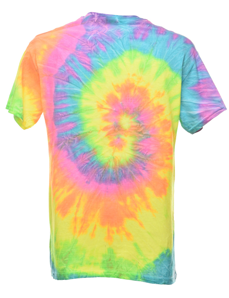 Multi-Colour Tie Dye Design Printed T-Shirt - M