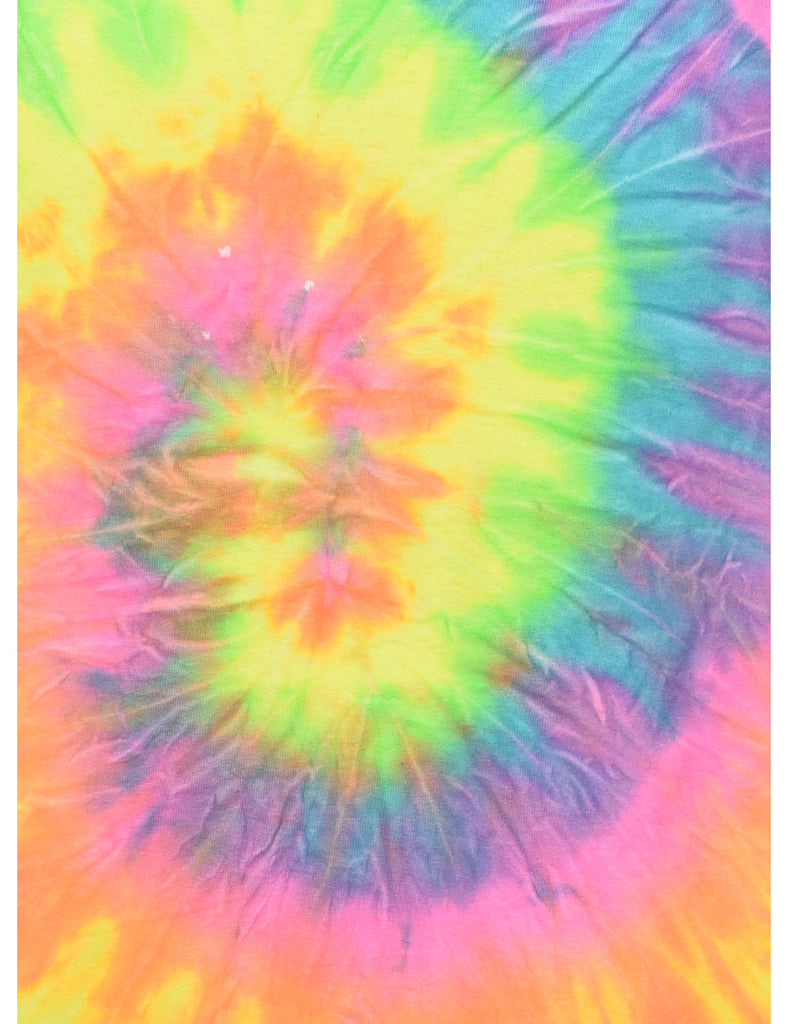 Multi-Colour Tie Dye Design Printed T-Shirt - M