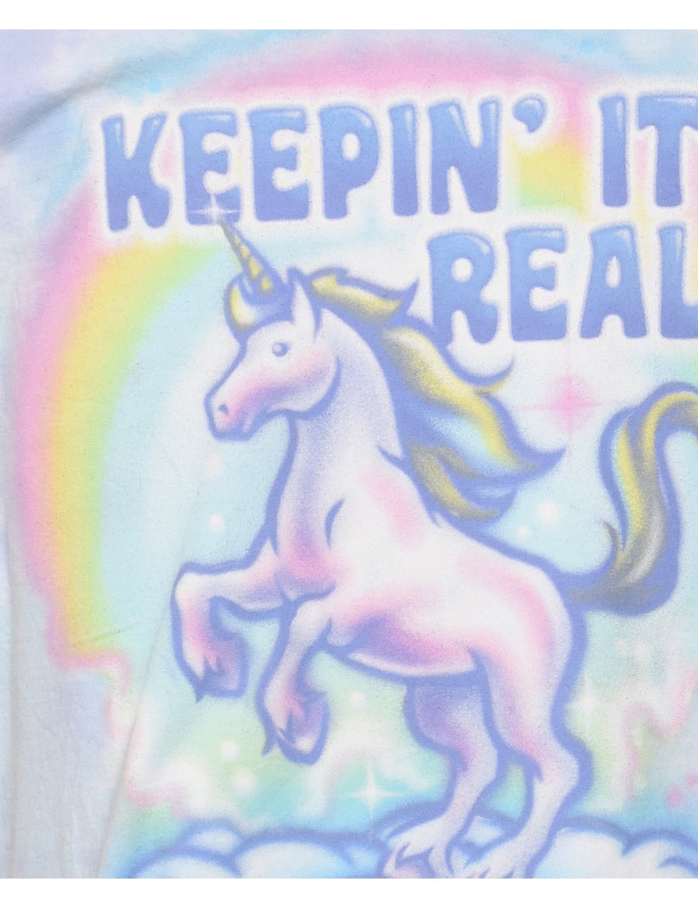 Multi-Colour Unicorn Design T-Shirt - L
