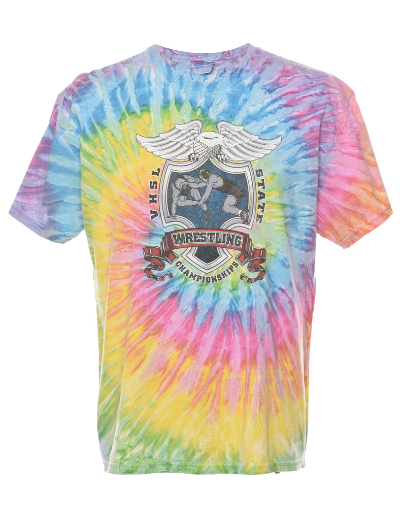 Multi-colour VHSL State Wrestling Championships Tie Dye T-shirt - L
