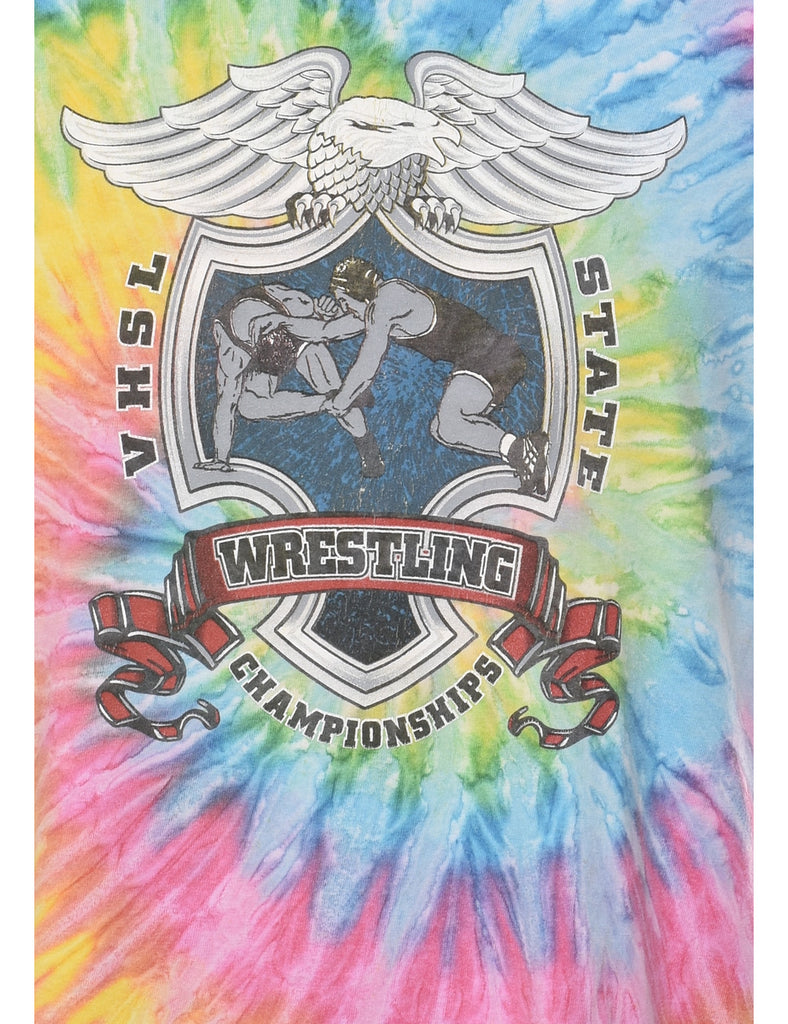 Multi-colour VHSL State Wrestling Championships Tie Dye T-shirt - L