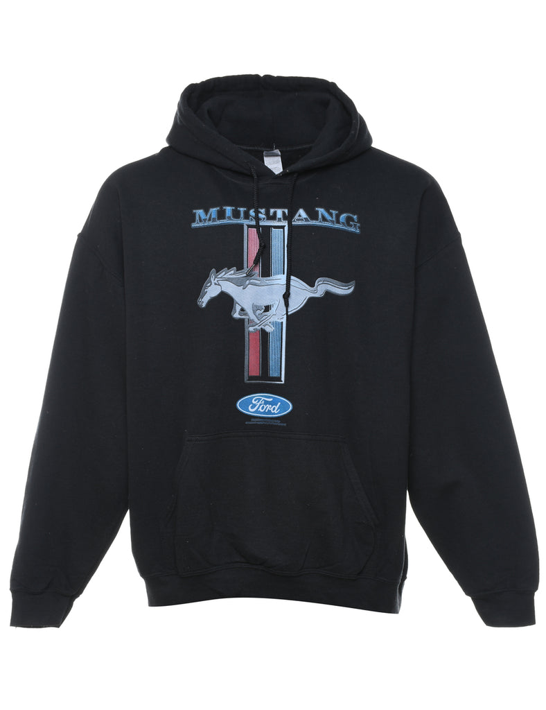 Mustang Design Black Printed Hoodie - XL