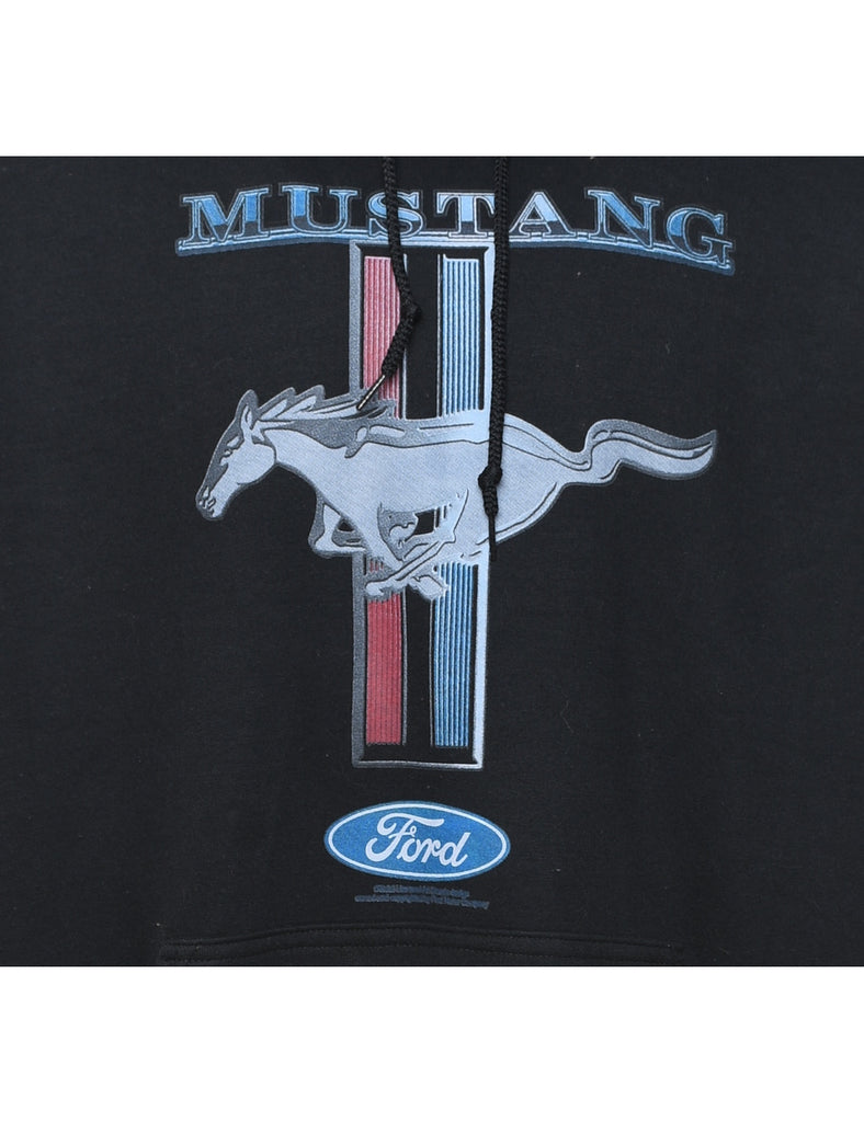 Mustang Design Black Printed Hoodie - XL