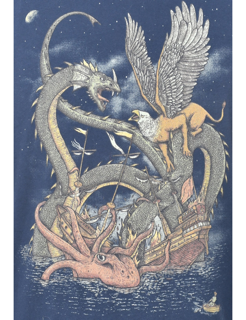Mythical Dragon & Eagle T-shirt - XL