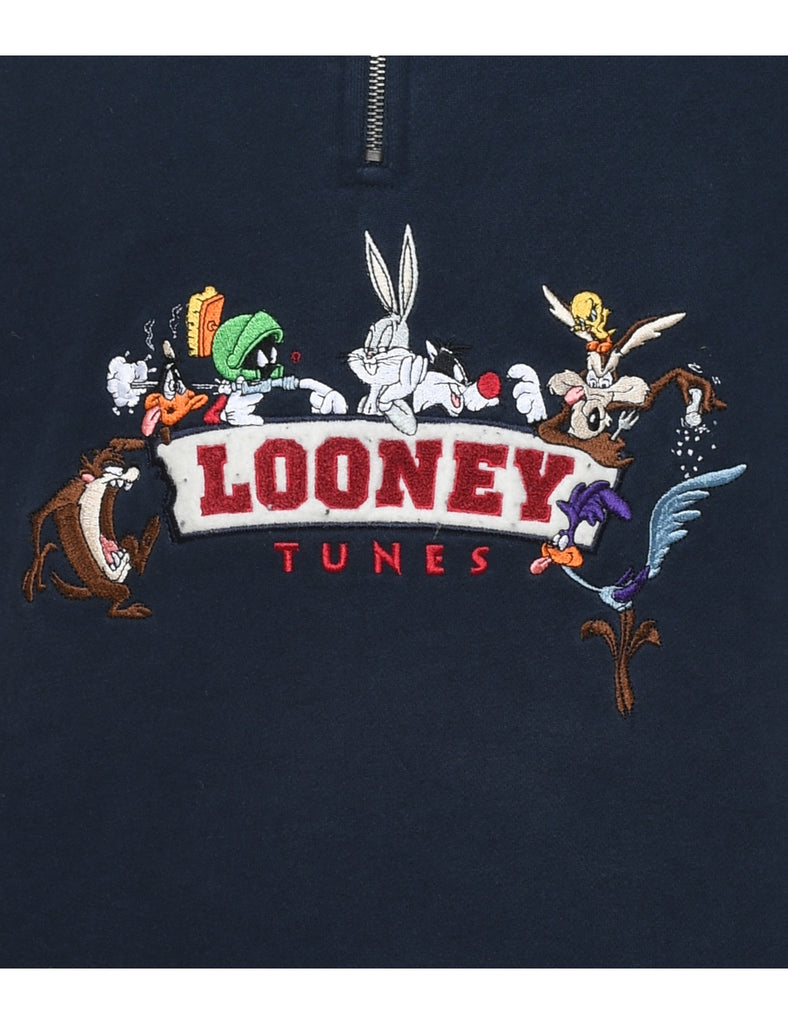 Navy 1990s Embroidered Sweatshirt - XXL
