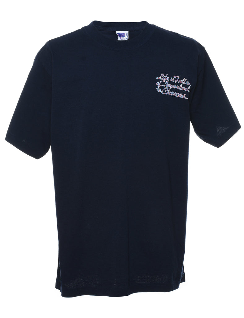 Navy Car Design Printed T-Shirt - XL