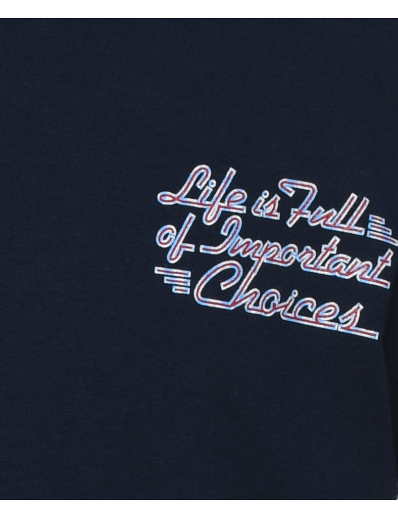 Navy Car Design Printed T-Shirt - XL