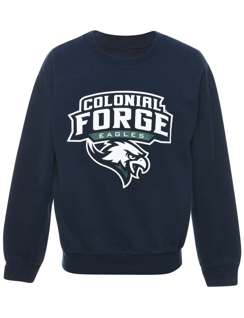 Navy Colonial Forge Eagles Round Neck Printed Sweatshirt - S