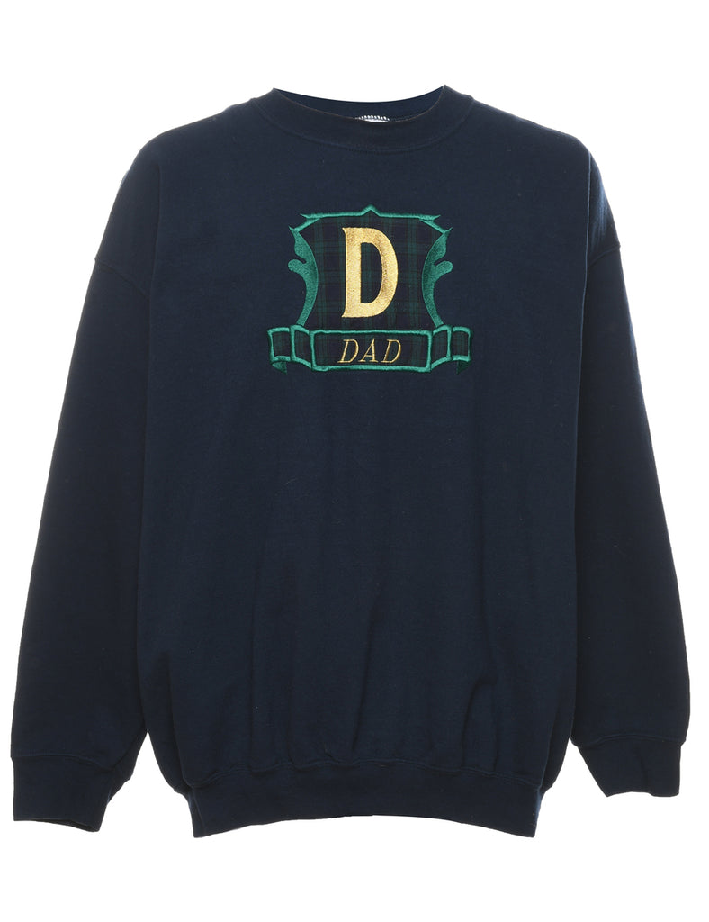 Navy & Dark Green Embroidered Sweatshirt - XL