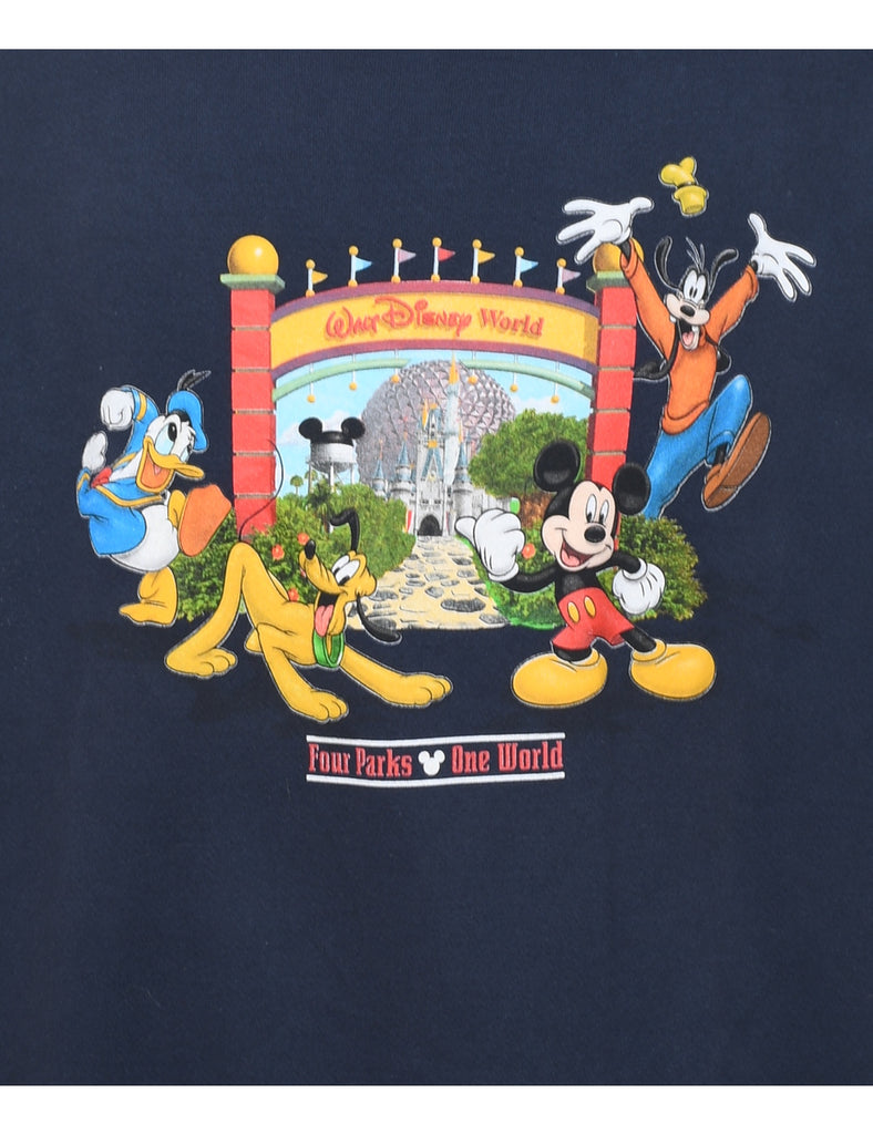 Navy Disney Mickey Mouse Printed Hoodie - XXL