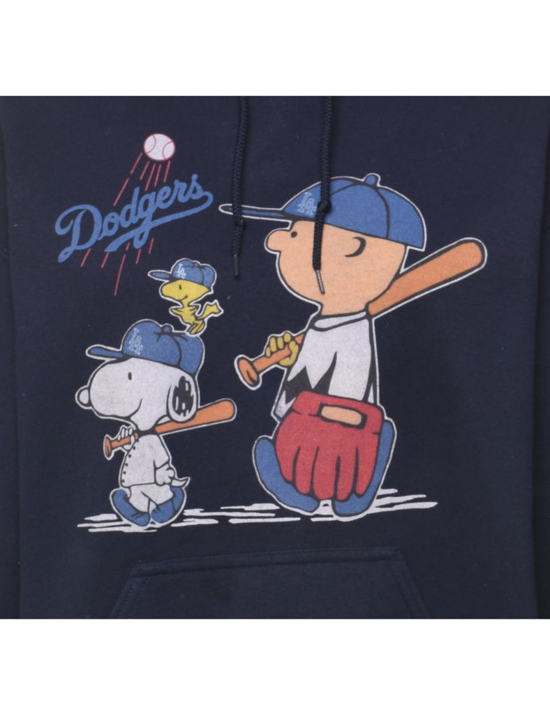 Navy Dodgers Hooded Cartoon Sweatshirt - M