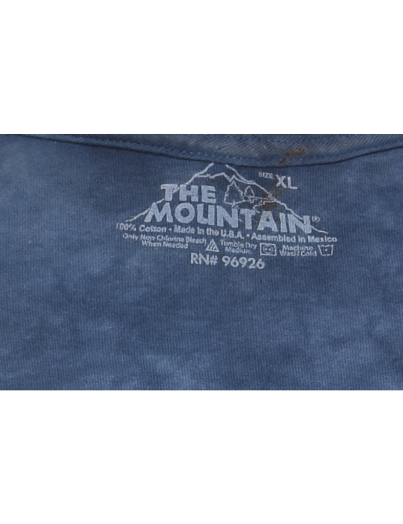Navy Eagle Print The Moutain Tie Dye Animal T-shirt - XXL