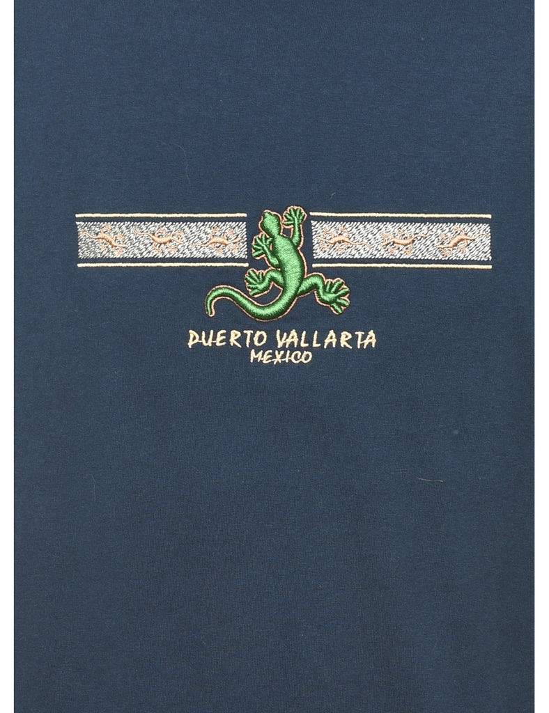 Navy Embroidered Mexico T-shirt - XL