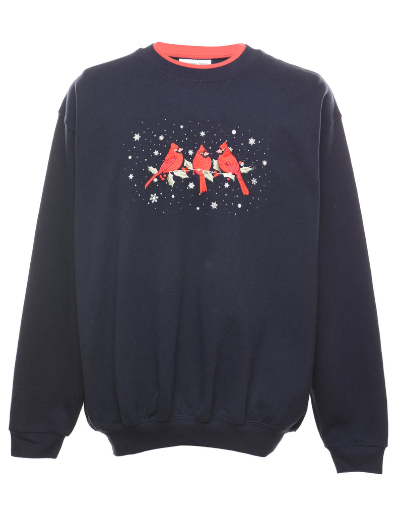 Navy Embroidered Sweatshirt - XXL