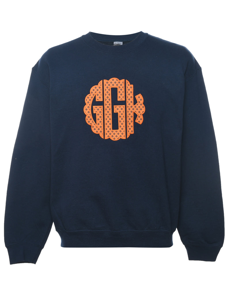 Navy Embroidered Sweatshirt - M