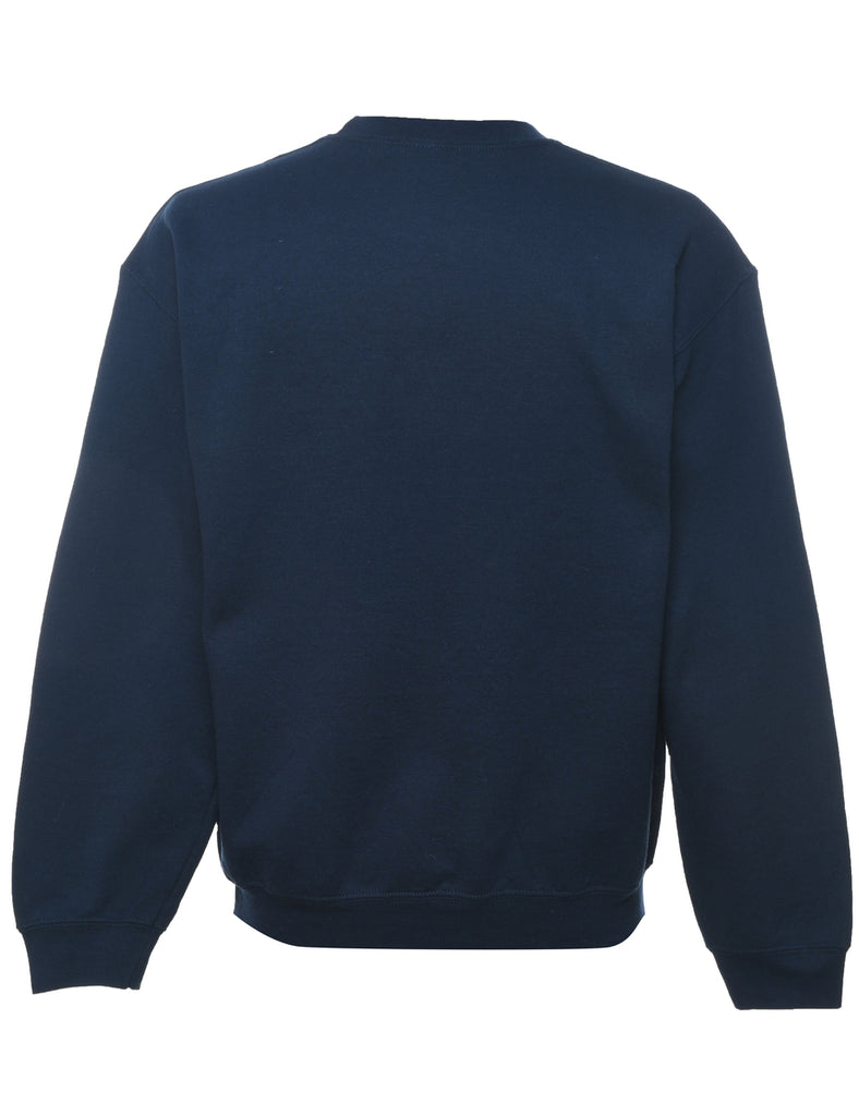 Navy Embroidered Sweatshirt - M